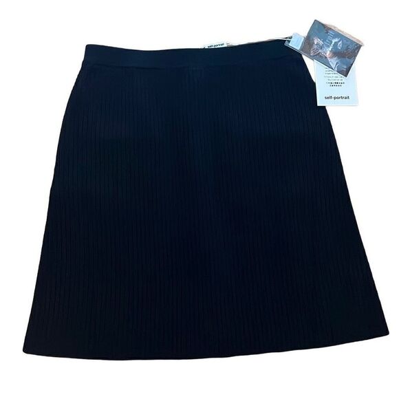 NWT Self-Portrait Black Ribbed Mini Skirt - Picture 8 of 13